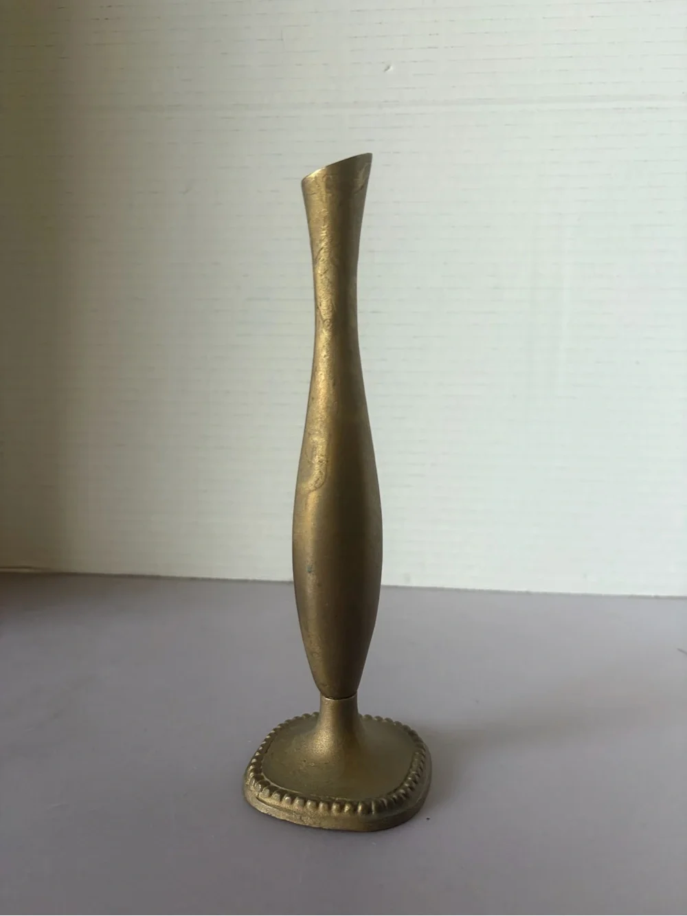 Brass Tone Decorative Bud Vase - Gold